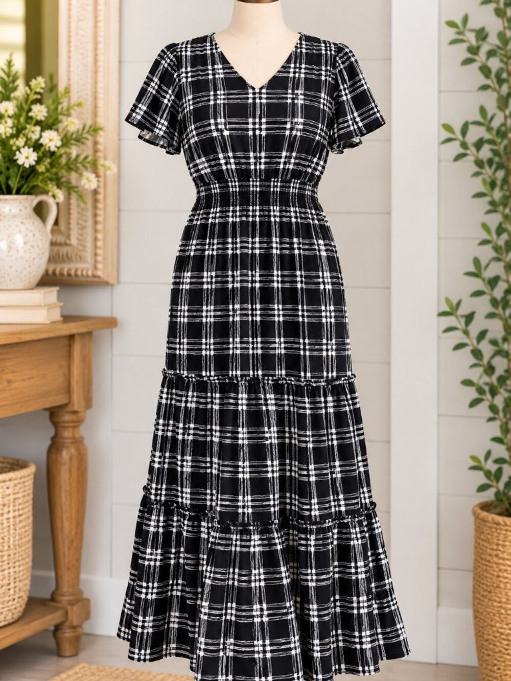 Mikarose Eden in shadow plaid Dress